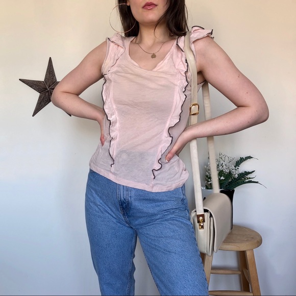4/$10 | Baby pink tee with ruffle detail - Picture 3 of 6